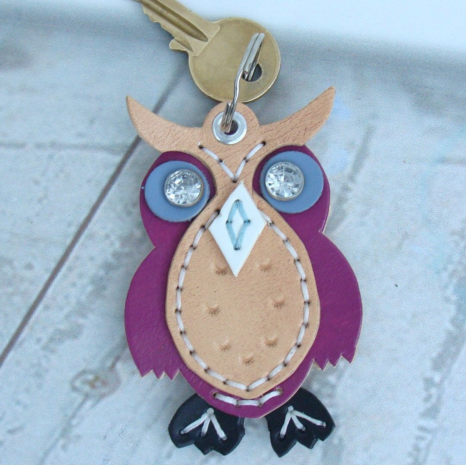 Leather Owl Key Chain / Owl Keyring / Owl Keychain / Owl Bag Etsy UK