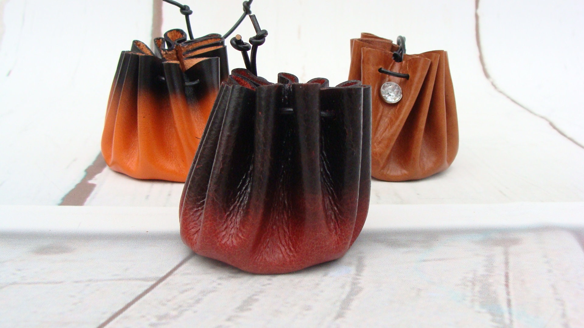 Handmade Leather Pouches / Jewellery Pouch / Leather Drawstring Pouch
