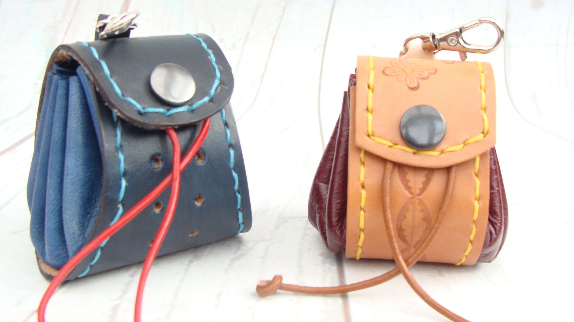 Leather Coin Bag Keychain / Leather Keyring / Mini Rucksack Etsy UK