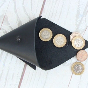 porta monete personalizzato / porta monete triangolare / porta monete nero in pelle / un marsupio multiuso / regalo personalizzato speciale