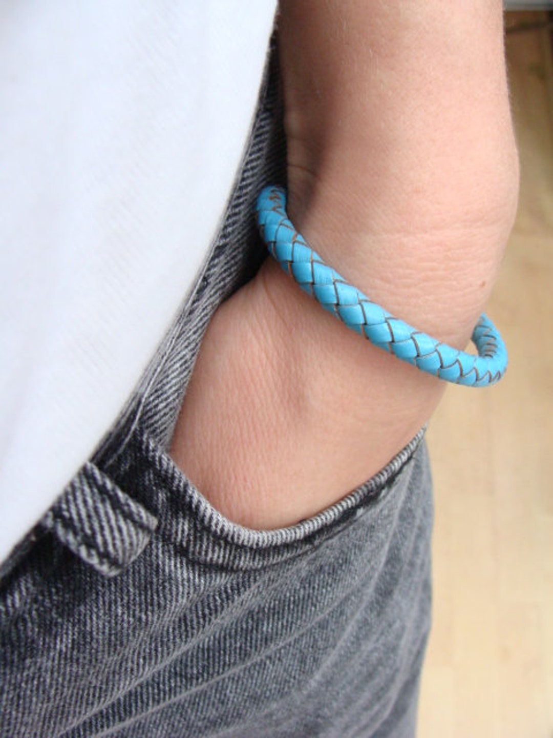 Bracciale Uomo In Pelle E Acciaio - Chiusura Magnetica, Design Intrecciato, Regalo Perfetto - Foto 3