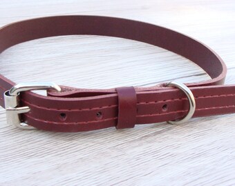 Handmade Bourdeaux Leather Dog Collar: Adjustable, Durable Pet Collar