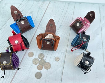 porte-clés sac à monnaie en cuir / porte-clés en cuir / mini sac à dos