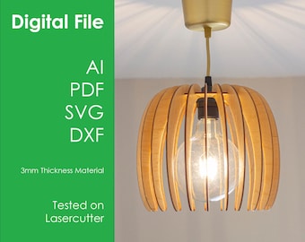 Bestand voor Pendent Lampenkap | Ai, Pdf, SVG, DXF bestand.  Getest op lasersnijder. Direct downloaden. Lampenkap met 23 arm. Commerciële licentie