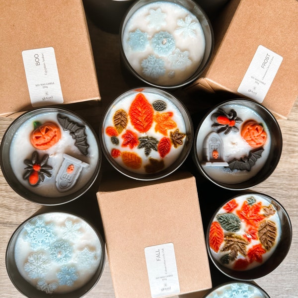 Fall, Halloween, and Winter Scented Candles | Limited Edition | Spooky candle | Wax embed candles