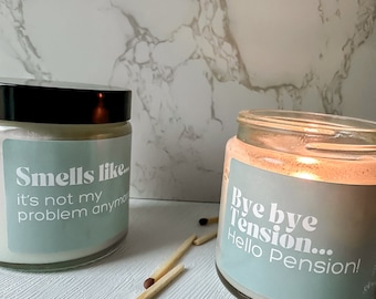 Retirement scented candle, Retirement Gift, Leaving Job Candle