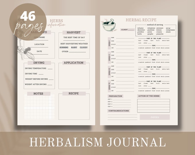 Herbal Home Apothecary Planner Spring Green Herbalism Printable Journal ...