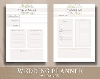 Wedding planner | Printable wedding planner | Print wedding | Wedding planner book | Wedding checklist | Wedding Plan Bundle | Wedding gift
