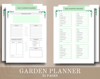 Printable garden planner | Garden Journal pdf | Plant planner | Seed inventory | Harvest Calendar | Plant checklist | Watering checklist