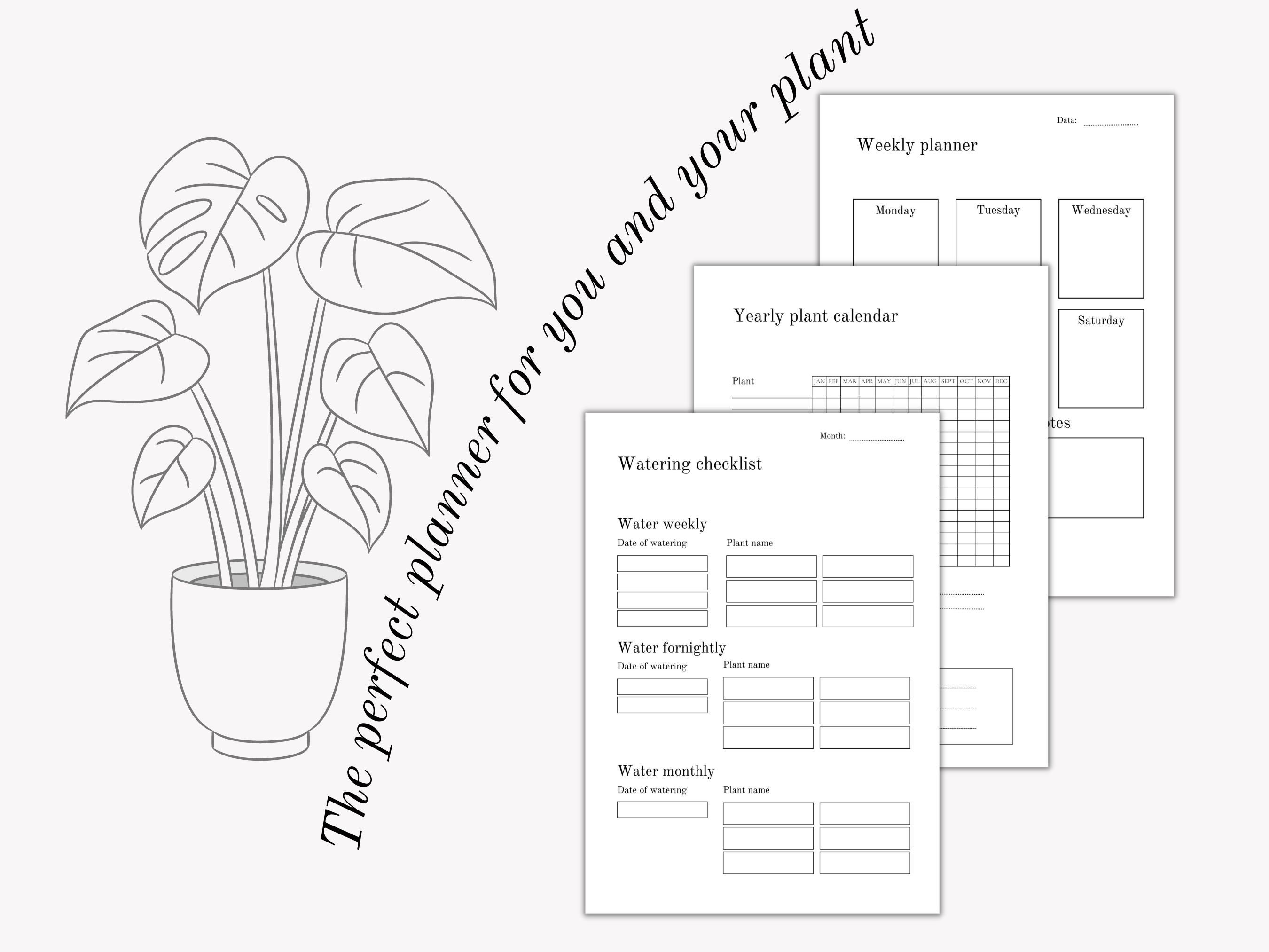 Plant Planner Printable Pdf Planner A4 Care Planner Watering Tracker ...