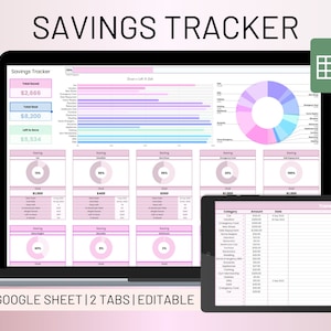 Savings Tracker Spreadsheet | Sinking Funds Tracker | Savings Worksheet | Personal Finance | Savings Google Sheet
