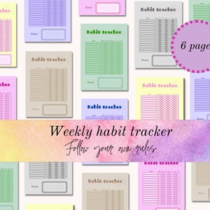 Digital habit tracker, printable habit tracker, colorful habit tracker, pdf, A4, A5, Letter