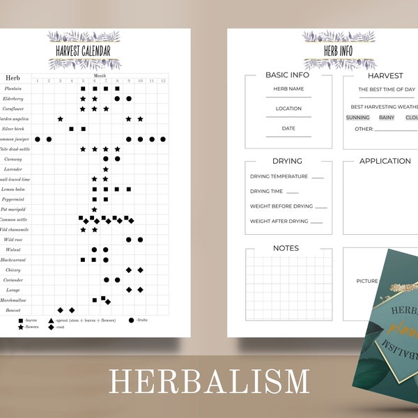 Herb journal pdf | Herbalism planner | Herb planer | Garden planner | Witch Planner | Herbs A4