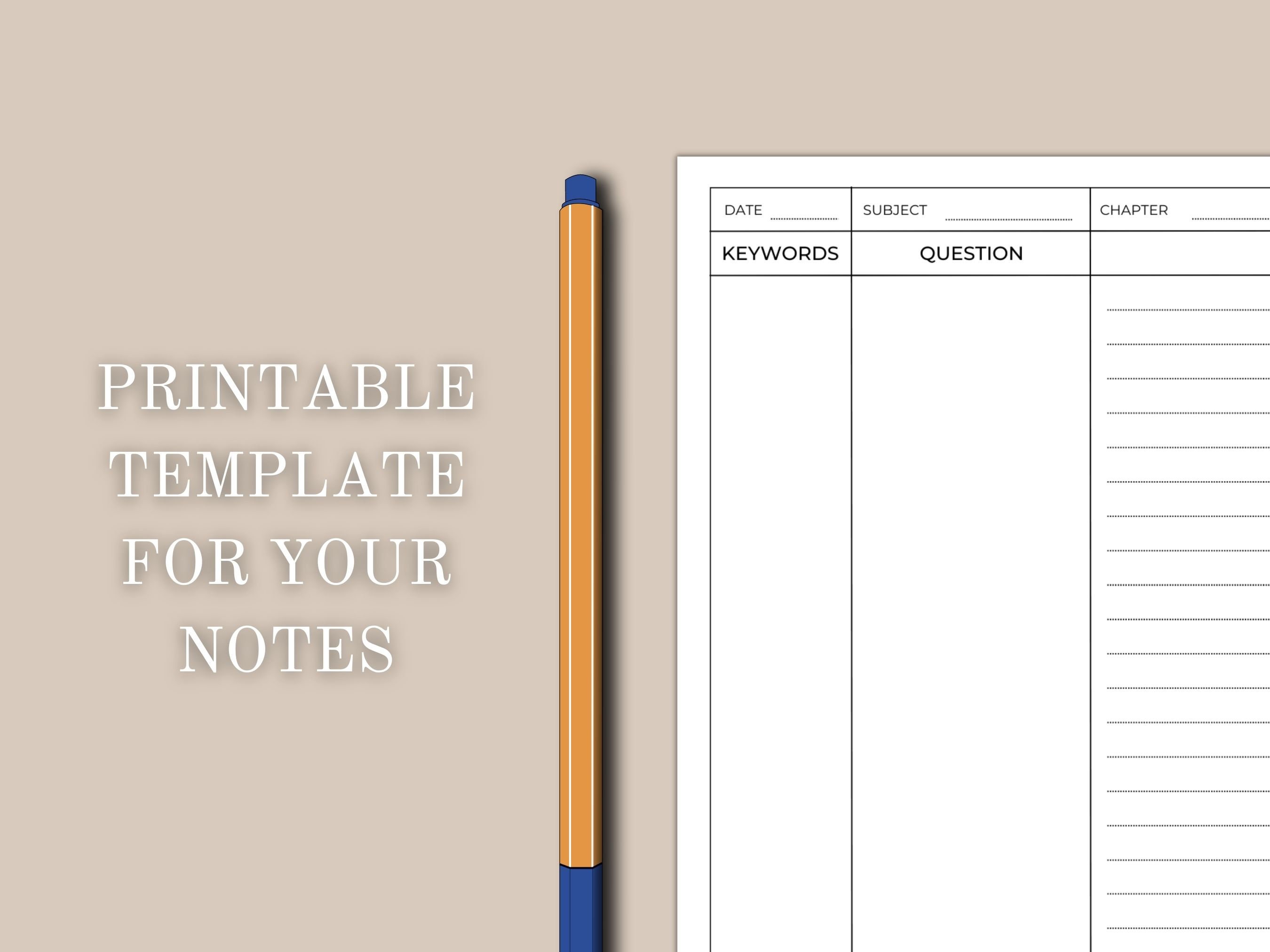Printable Notepaper Student Note Taking Print Paper for Notes Print ...