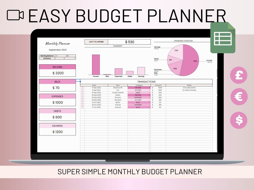 Easy Budget Tool Easy Budget Planner | Budget System | Budget Google Sheet | Financial ...