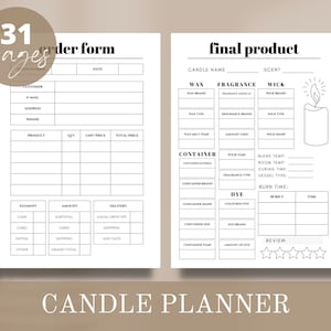 Candle business planner | Small business pdf | Candle Order Form | Testing template | Candle Making Recipe | Candle print
