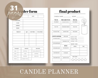 Candle business planner | Small business pdf | Candle Order Form | Testing template | Candle Making Recipe | Candle print