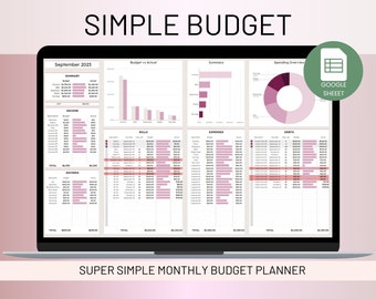 Monthly Budget Planner | Income and Expenses Tracker | Budget Dashboard | Budget Google sheets | Budget by Paycheck | Easy budget template