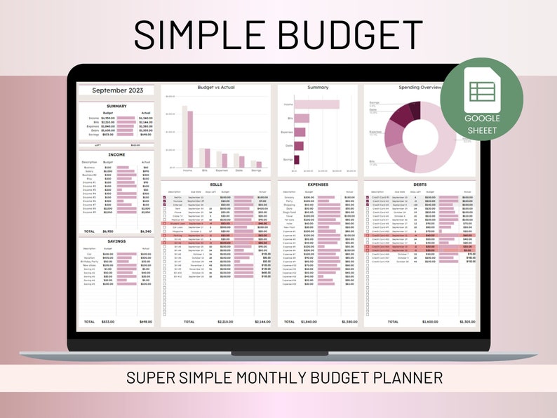 Monthly Budget Planner | Income and Expenses Tracker | Budget Dashboard ...