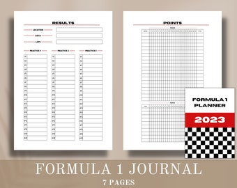 Formula One Journal, F1 drivers points tracker, Formula 1 printable tracker,  formula 1 2023 season, Printable Formula 1 journal, F1 tracker