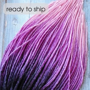 Black + purple + pink double ended braids dreadlocks extensions