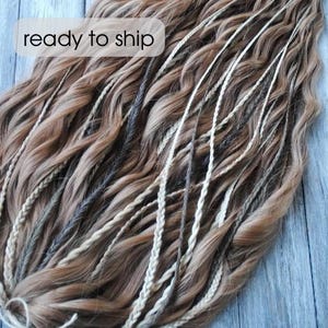 Brown Curly Dreadlock Extensions: Boho Hippie Style, Double Ended