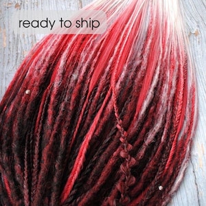 Black, Red & White Dreadlock Extensions: Witchy Vibes Double Ended Dreads