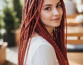 Terrakottavirkade dreadlocksförlängningsset | Bränd orange och rostfärgad blandning av syntetiska DE-dreads