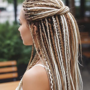 Dreads synthétiques blond miel et tresses | Extensions de dreadlocks blondes MIX