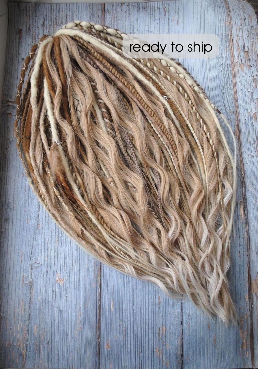 Blonde Boho mix synthetic double ended dreadlocks | Hippie wild crochet curly dreadlocks extensions
