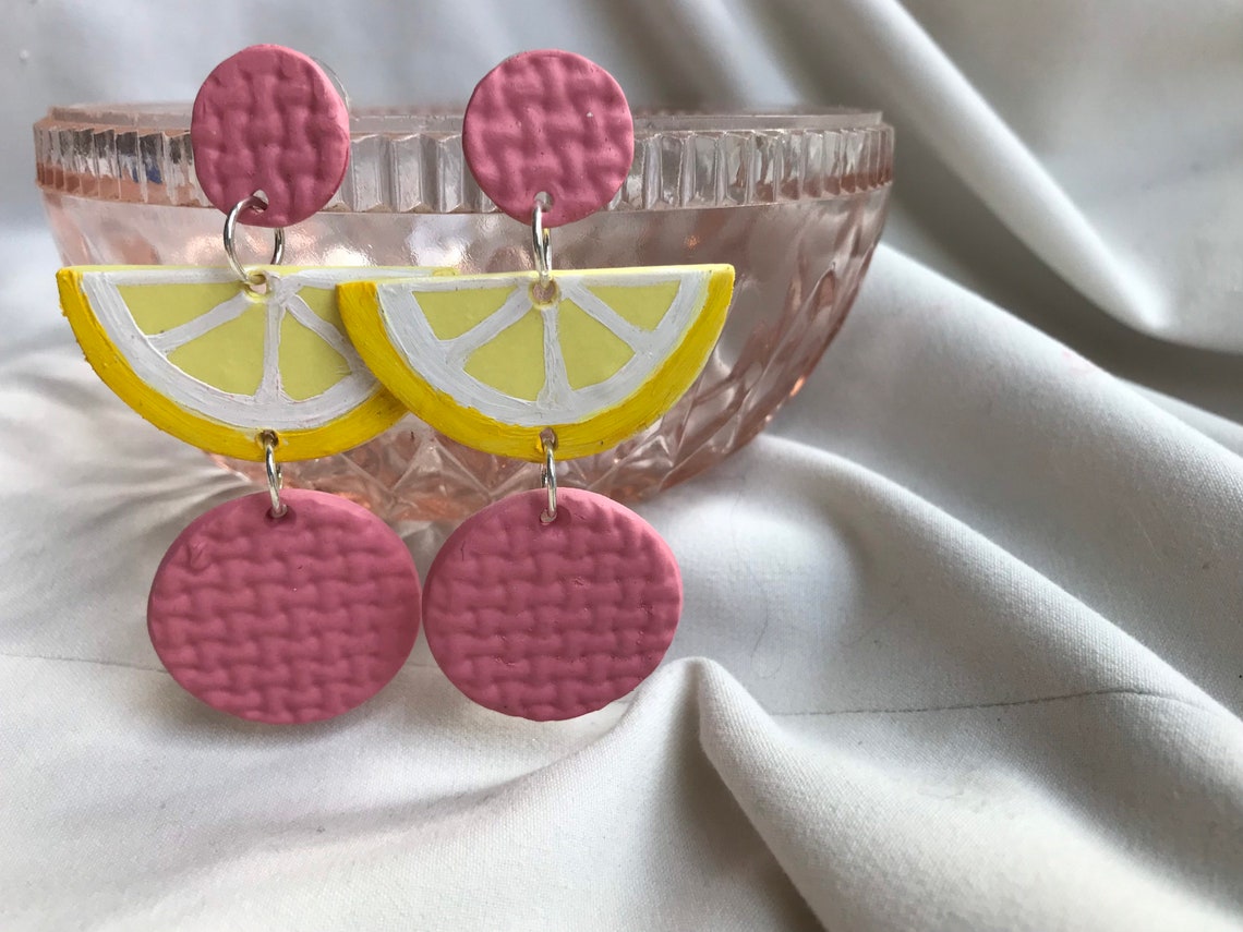 Pink Lemonade Earrings Etsy