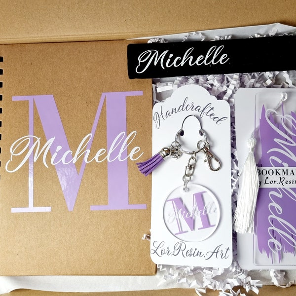 Personalised Gift Set, Kraft Notebook, Keychain, Christmas Gift, Birthday Gift, for Someone Special, for Her, Anniversary, for Teen