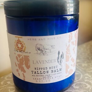 8 oz grass fed whipped tallow balm (many scents offered)