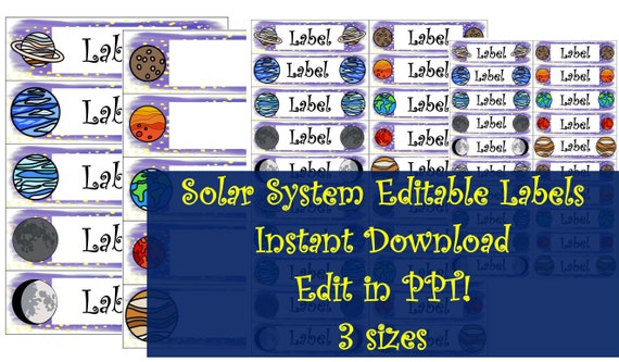 Solar System Planets Editable Labels Classroom Closet Kids | Etsy UK