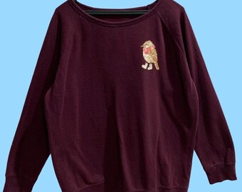 Forest Animal Slouchy Sweatshirt Owl Sweater Owl Shirt 34 Sleeve Lightweight Raw Edge Raglan Owl Illustration Ringspun Cotton