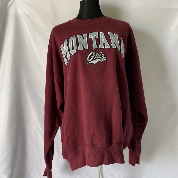 Vintage 90s Montana Griz Sweatshirt, Brand The Cotton Exchange Color Maroon Size L