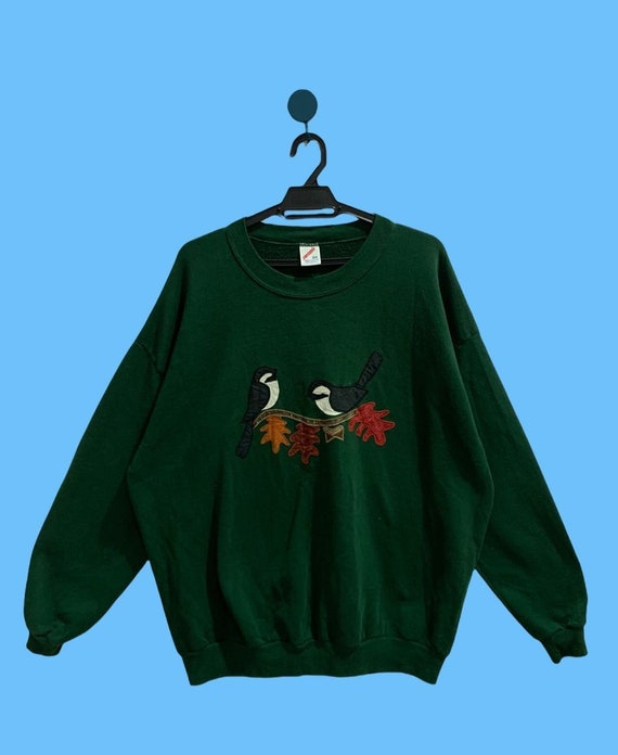 本店は Vintage 90s 2 Birds Sweatshirt Jumper Crewneck Jerzees トップス