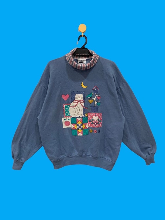 Vintage 90s Cats Sweatshirt, Brand Gopher Embroide