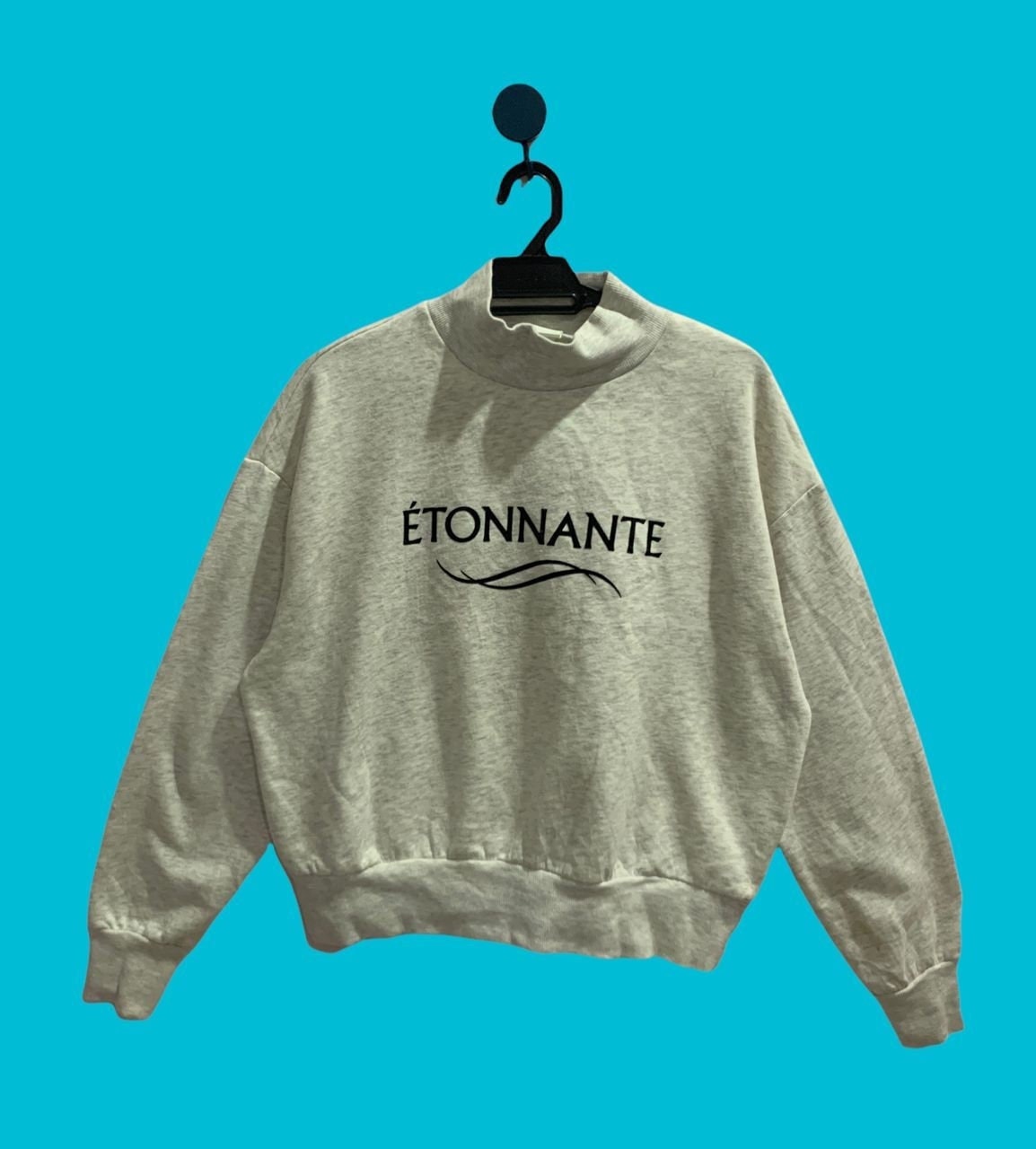 Vintage 90s Etonnante Sweatshirt Jumper Crewneck H M Pullover Sweatshirt Print Big Logo Etonnante Color Gray Size M Etsy