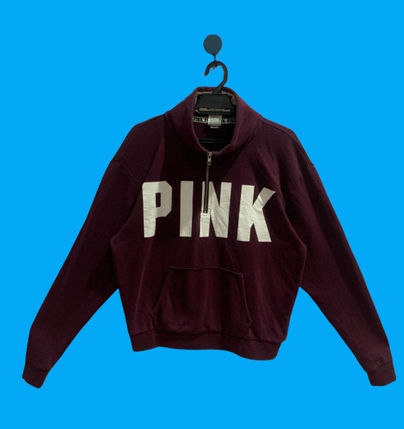Vintage 90s Pink Sweatshirt Jumper Crewneck Victoria Secret Pullover  Sweater Print Big Logo Pink Color Maroon Size M 