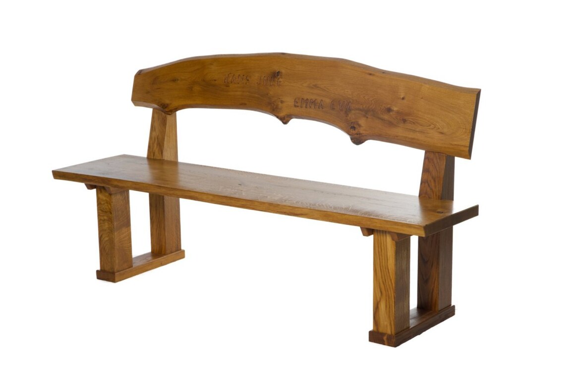 Engraved oak bench garden bench customizable solid wood Etsy