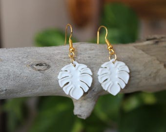Handmade Monstera Leaf Earrings | Tropical Boho Jewelry