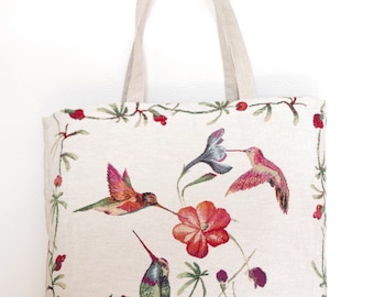 Kolibrie gobelin draagtas - "Colibri" - Gobelin Market Bag - Gobelin Grocery Bag - Handgemaakt