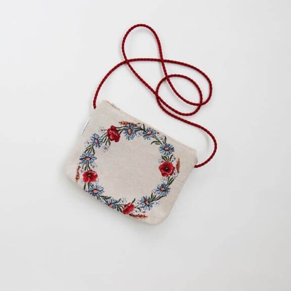 Summer gobelin shoulder bag - "Summer" - Gobelin Shoulder bag with swallows - Tapestry shoulder bag - Handmade