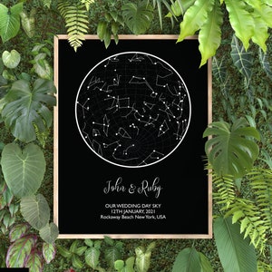 Personalized Night Sky Star Map, Constellation print Art, wedding Day night sky, wedding Gift, first Anniversary, Birthday, digital download