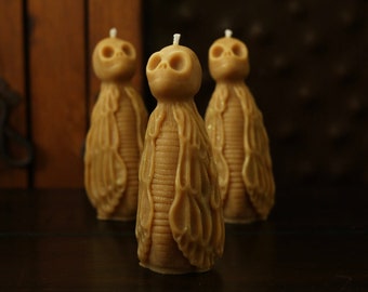100% Beeswax Death Moth Candle | Halloween Candle | Spooky | Handcrafted | Eco-Friendly
