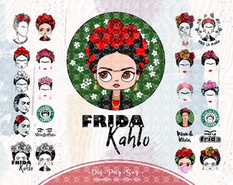 Download Kahlo Png Ai Cricut Silhouette Cameo Dxf Eps Frida Svg Bundle Templates Paper Party Supplies
