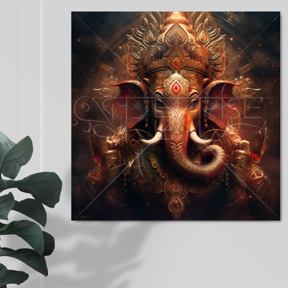 Ganesh hinduism, Ganesha wall art digital art, hindu deity home decor, digital spiritual hindu god download, hindu gifts for house, PNG file
