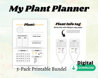 Garden journal, Gardening planner, plant care card, plant watering schedule, houseplant planner, plant care tracker, digital plant planner