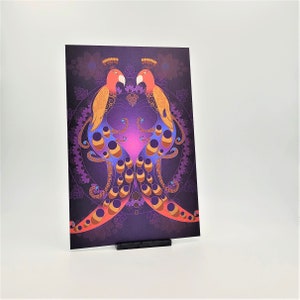 Purple peacock, aluminum wall art, aluminum anniversary gift for her, yoga art gift for woman, wedding gift for couple personalized